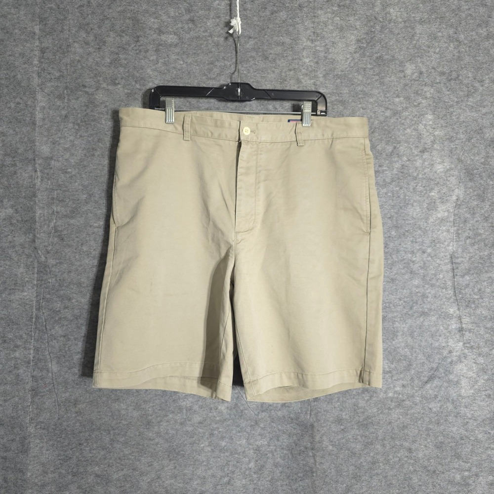 Vineyard Vines Club Short Mens 38 Khaki Tan Chino Cotton Twill Flat Front 9 In